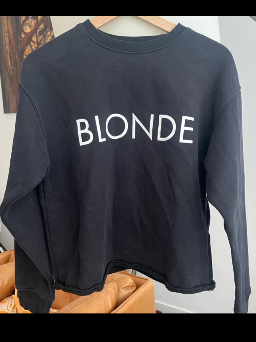 Brunette the Label Blonde Raw Hem Crew Sweatshirt